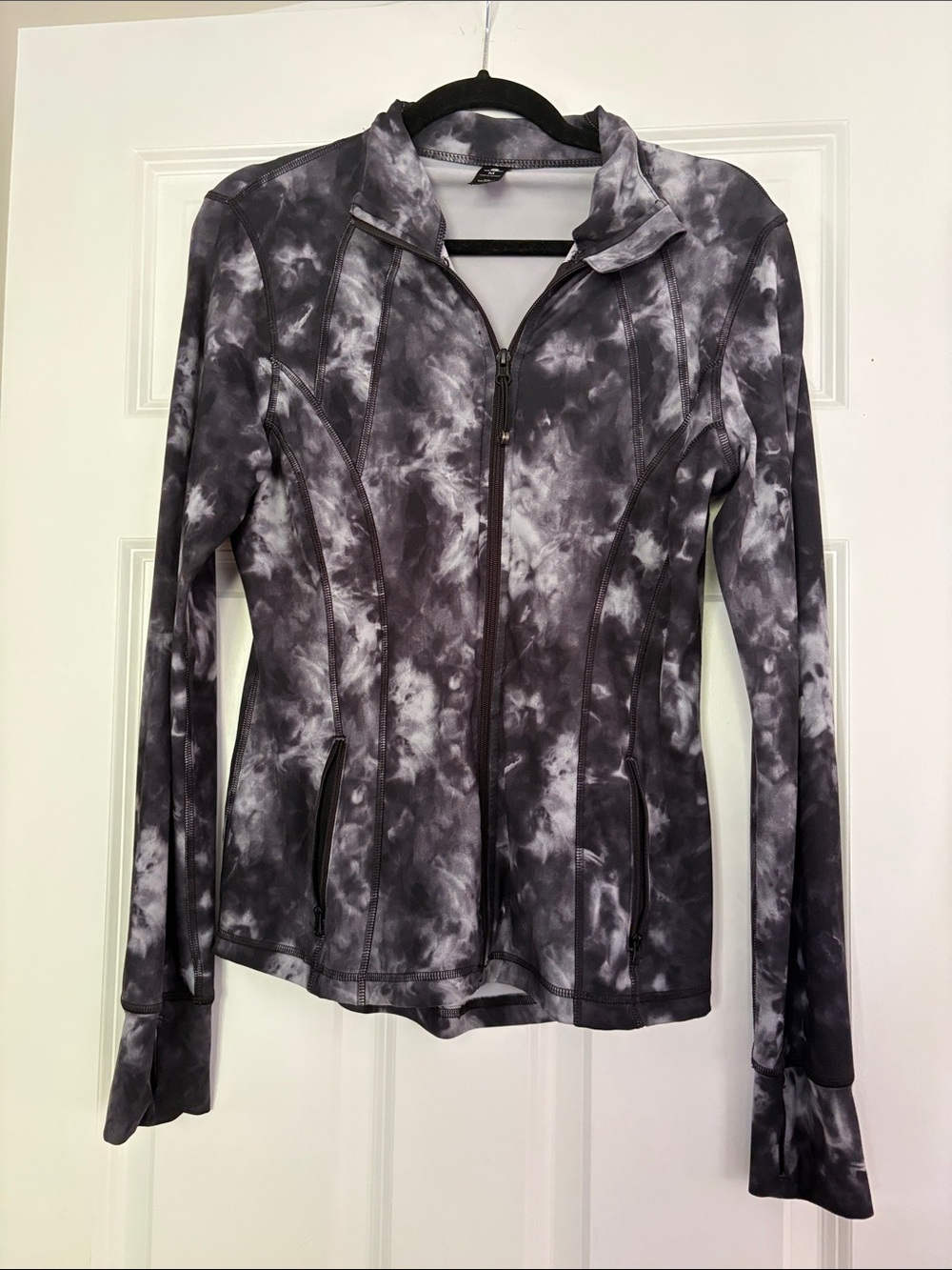 90 Degree By Reflex Black & Gray Tie-Dye Zip Jacket